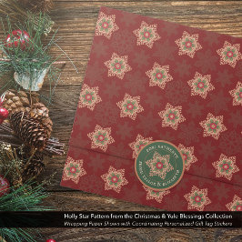 Gepersonaliseerde Holly Star Green Gift Label Stic