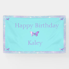 Gepersonaliseerde Holo Butterfly Banner Aqua
