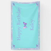 Gepersonaliseerde  Holo Butterfly Banner Aqua (Verticaal)
