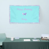 Gepersonaliseerde Holo Butterfly Banner Aqua (Beurs)