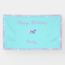 Gepersonaliseerde Holo Butterfly Banner Aqua
