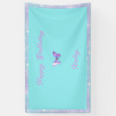 Gepersonaliseerde Holo Butterfly Banner Aqua (Verticaal)