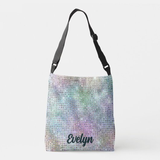 Gepersonaliseerde holografische glitter crossbody tas (Achterkant)