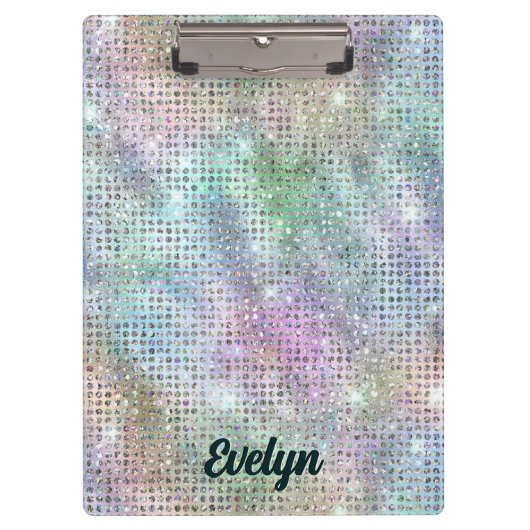 Gepersonaliseerde holografische glitter klembord (Voorkant)