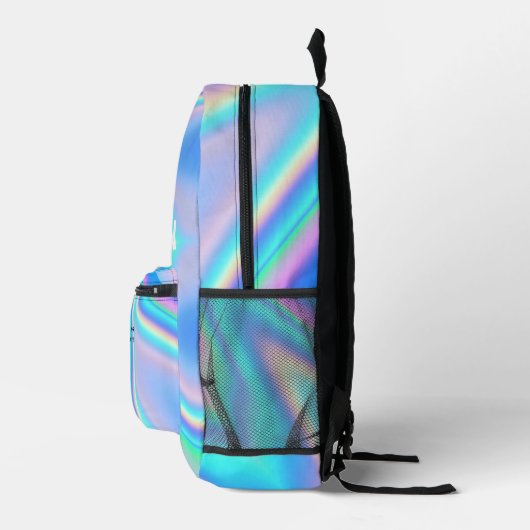 Gepersonaliseerde Holografische Rainbow Wave Naam Bedrukte Rugzak (Rechts)