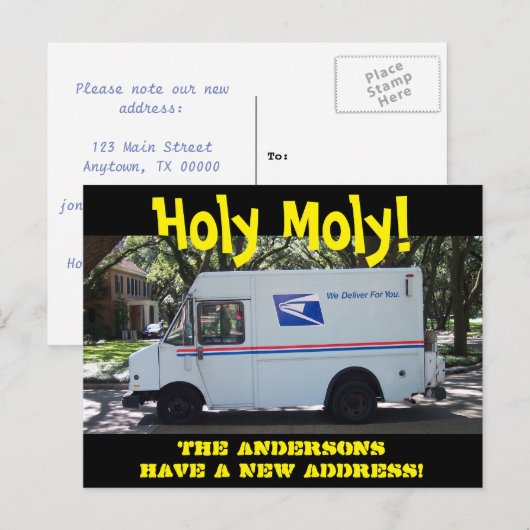 Gepersonaliseerde Holy Moly Wijziging van adres Br Aankondigingskaart (Voorkant / Achterkant)