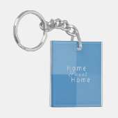 Gepersonaliseerde Home Sweet Home Blauw Elegant, M Sleutelhanger (Voorkant Links)
