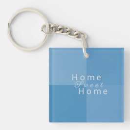 Gepersonaliseerde Home Sweet Home Blauw Elegant, M Sleutelhanger
