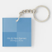 Gepersonaliseerde Home Sweet Home Blauw Elegant, M Sleutelhanger (Achterkant)