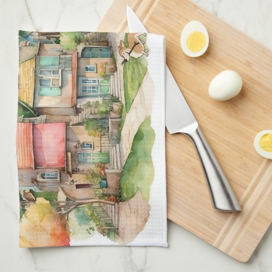 Gepersonaliseerde Home Sweet Home Keuken Handdoek (Quarter Fold)