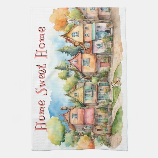Gepersonaliseerde Home Sweet Home Keuken Handdoek (Verticaal)