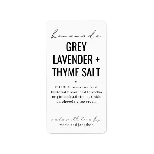 Gepersonaliseerde Homemade Artisan Gourmet Salt Gi Etiket (Voorkant)