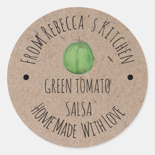 Gepersonaliseerde Homemade Green Tomato Salas Ronde Sticker (Voorkant)