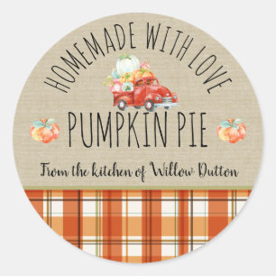 Gepersonaliseerde homemade met liefde Pumpkin Stic Ronde Sticker