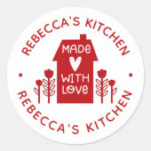 Gepersonaliseerde homemade met liefde ronde sticker (Voorkant)