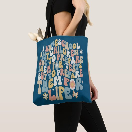 Gepersonaliseerde HomeSchool Retro aangepaste teks Tote Bag (Dichtbij)
