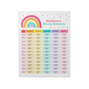 Gepersonaliseerde Homeschool Schedule Rainbow Scho Notitieblok