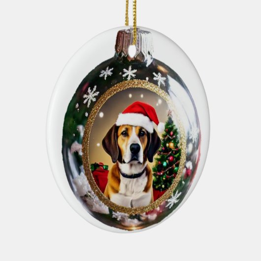 Gepersonaliseerde Hond Afbeelding Kerstversiering Keramisch Ornament (Rechts)