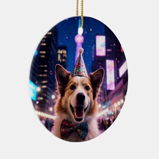 Gepersonaliseerde Hond Afbeelding Kerstversiering Keramisch Ornament (Rechts)