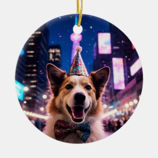 Gepersonaliseerde Hond Afbeelding Kerstversiering Keramisch Ornament (Voorkant)