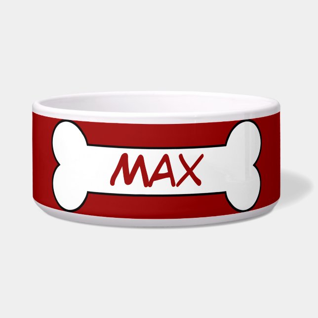 Gepersonaliseerde Hond Bone Keramische Pet Bowl Ro Voerbakje (Voorkant)