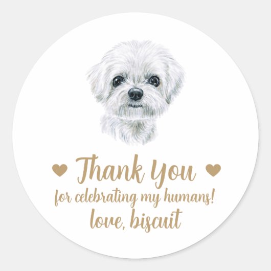 Gepersonaliseerde Hond bruiloft gunst Stickers (Voorkant)