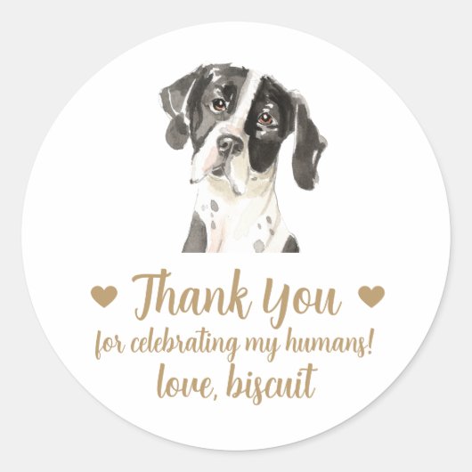 Gepersonaliseerde Hond bruiloft gunst Stickers (Voorkant)