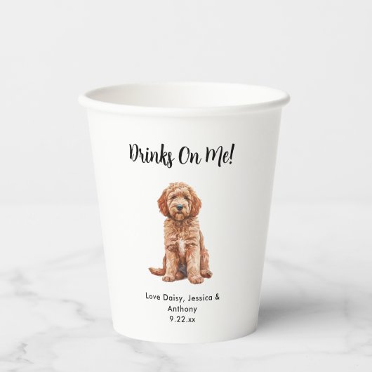 Gepersonaliseerde Hond bruiloft Papieren Bekers (Voorkant)