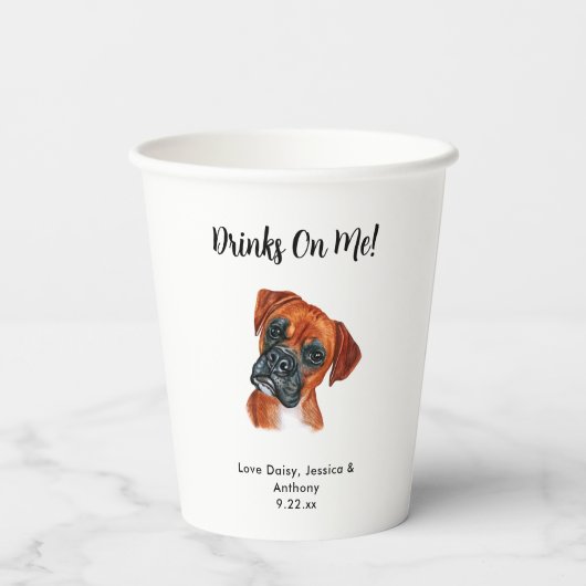 Gepersonaliseerde Hond bruiloft Papieren Bekers (Achterkant)