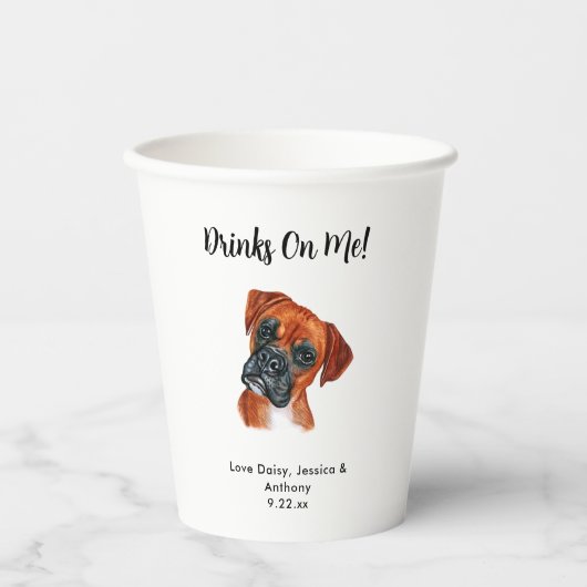 Gepersonaliseerde Hond bruiloft Papieren Bekers (Voorkant)
