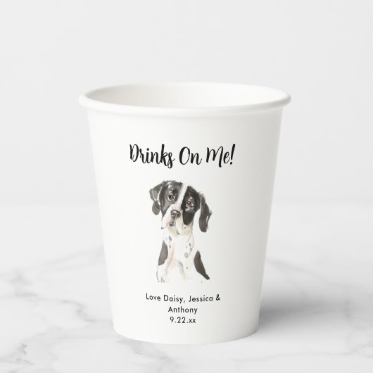 Gepersonaliseerde Hond bruiloft Papieren Bekers (Voorkant)