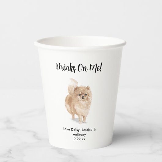 Gepersonaliseerde Hond bruiloft Papieren Bekers (Voorkant)