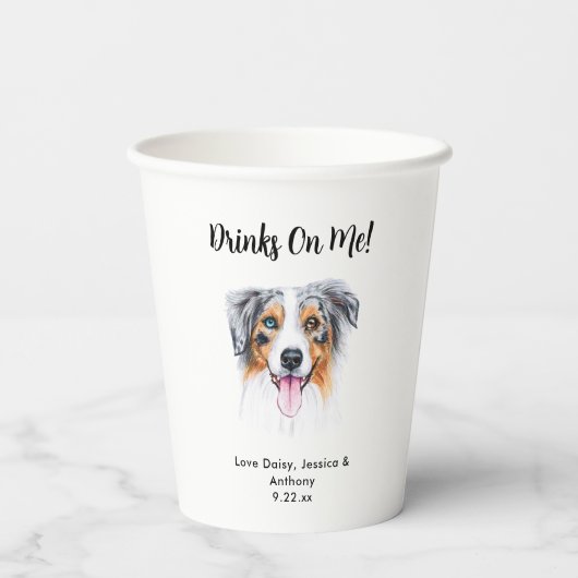 Gepersonaliseerde Hond bruiloft Papieren Bekers (Achterkant)