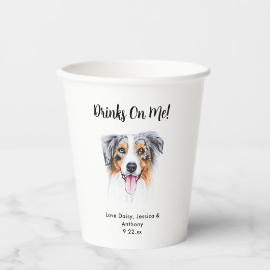 Gepersonaliseerde Hond bruiloft Papieren Bekers (Voorkant)