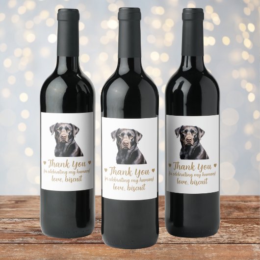 Gepersonaliseerde hond bruiloft wijn label etiket