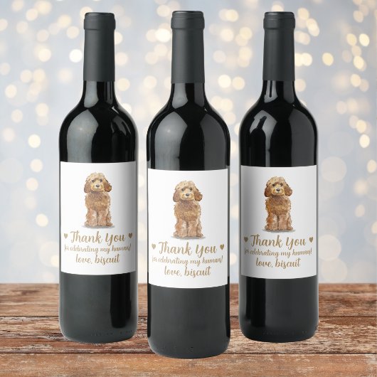 Gepersonaliseerde hond bruiloft wijn label etiket