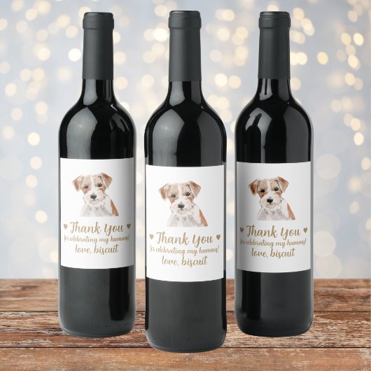 Gepersonaliseerde hond bruiloft wijn label etiket