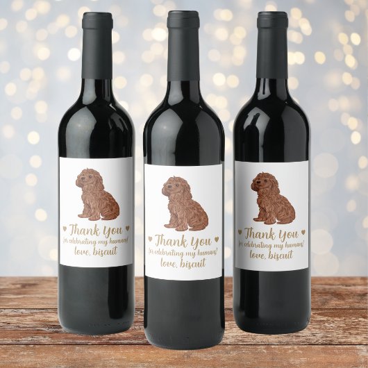 Gepersonaliseerde hond bruiloft wijn label etiket