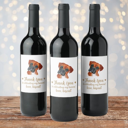 Gepersonaliseerde hond bruiloft wijn label etiket