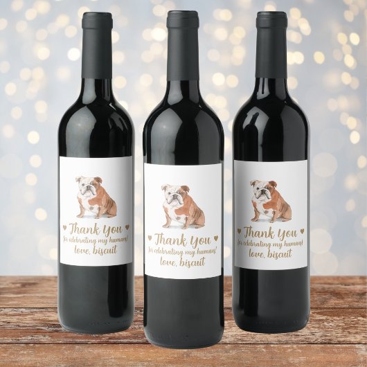 Gepersonaliseerde hond bruiloft wijn label etiket
