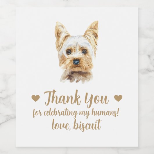 Gepersonaliseerde hond bruiloft wijn label etiket (Enkel label)