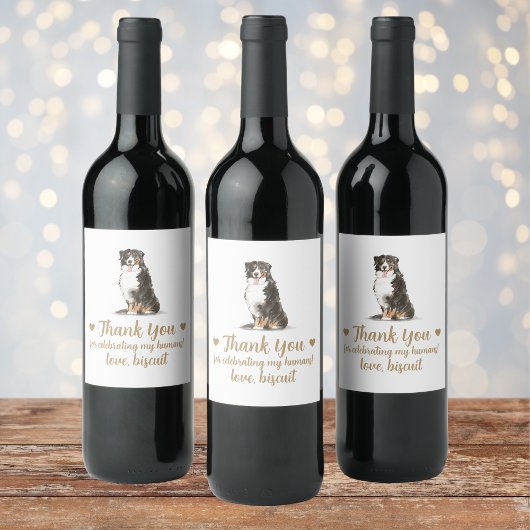 Gepersonaliseerde hond bruiloft wijn label wijn etiket
