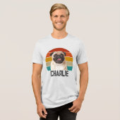 Gepersonaliseerde  Hond Custom Retro Pet Foto Tri-Blend Shirt (Voorkant volledig)