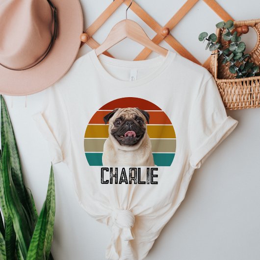 Gepersonaliseerde  Hond Custom Retro Pet Foto Tri-Blend Shirt