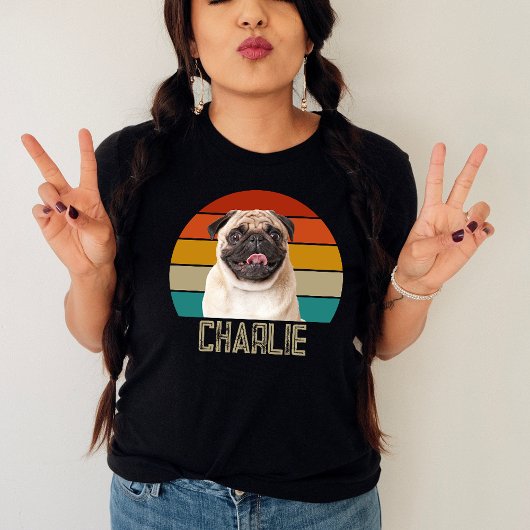 Gepersonaliseerde  Hond Custom Retro Pet Foto Tri-Blend Shirt