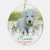 Gepersonaliseerde hond eerste kerst keramisch ornament (Links)
