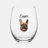 Gepersonaliseerde Hond Foto Custom Hond Mam Pap Gi Wijnglas Zonder Voet (Voorkant)