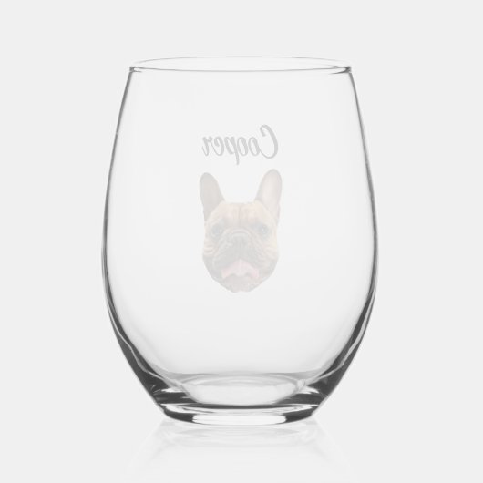 Gepersonaliseerde Hond Foto Custom Hond Mam Pap Gi Wijnglas Zonder Voet (Achterkant)