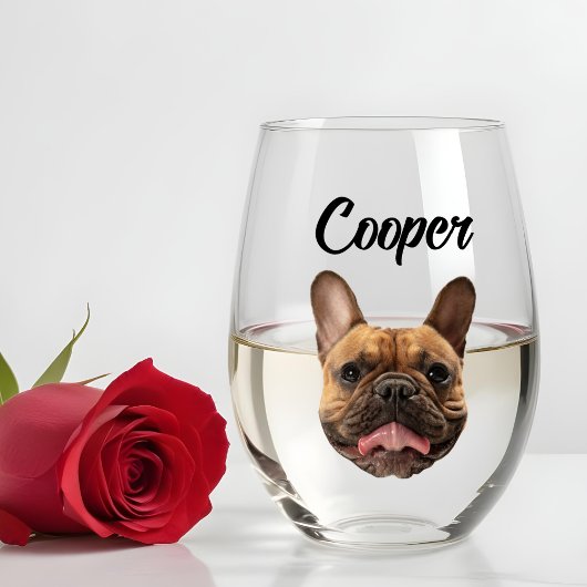 Gepersonaliseerde Hond Foto Custom Hond Mam Pap Gi Wijnglas Zonder Voet