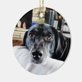 Gepersonaliseerde hond foto Kerstmis Keramisch Ornament (Links)